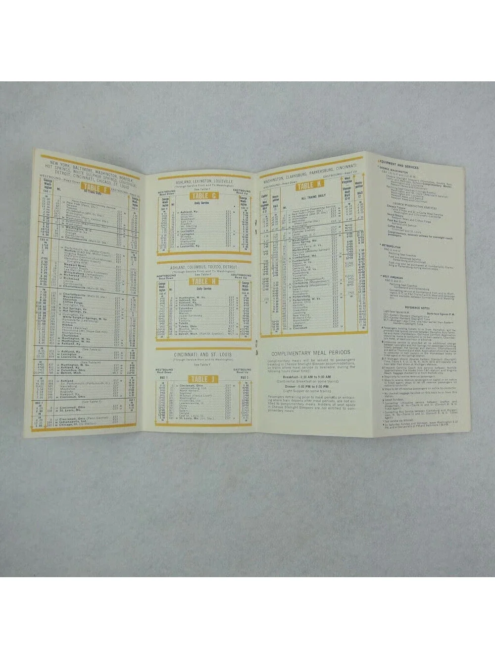 Chesapeake & Ohio Railway Baltimore & Ohio Railroad Time Table April 27, 1969